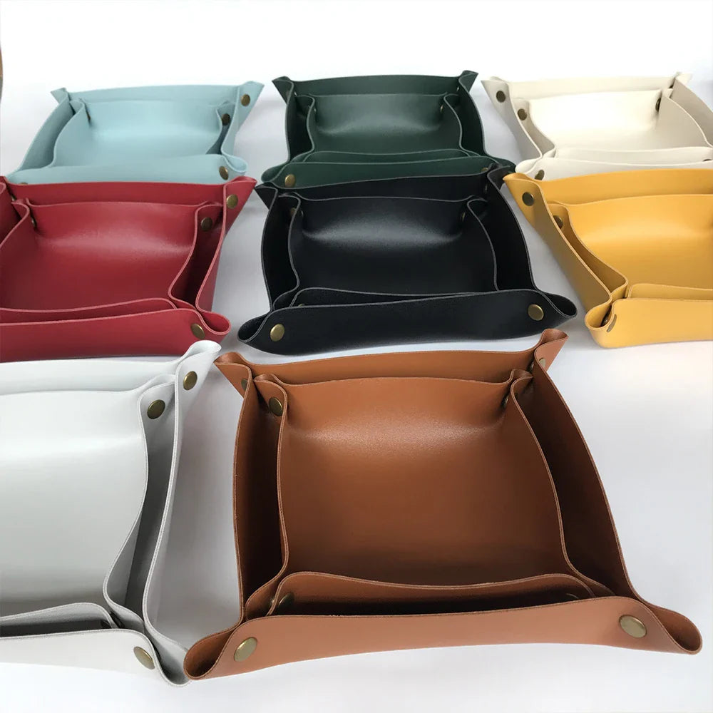 Leather Foldable Tray Storage Box
