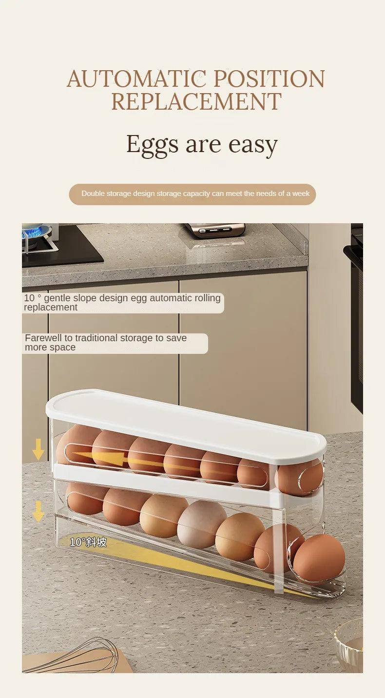 Bilayer Rolling Egg Storage Box