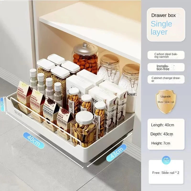 Pull-Out Kitchen Drawer Storage Rack