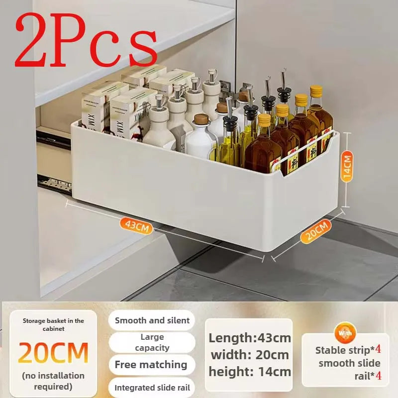 Pull-Out Kitchen Drawer Storage Rack