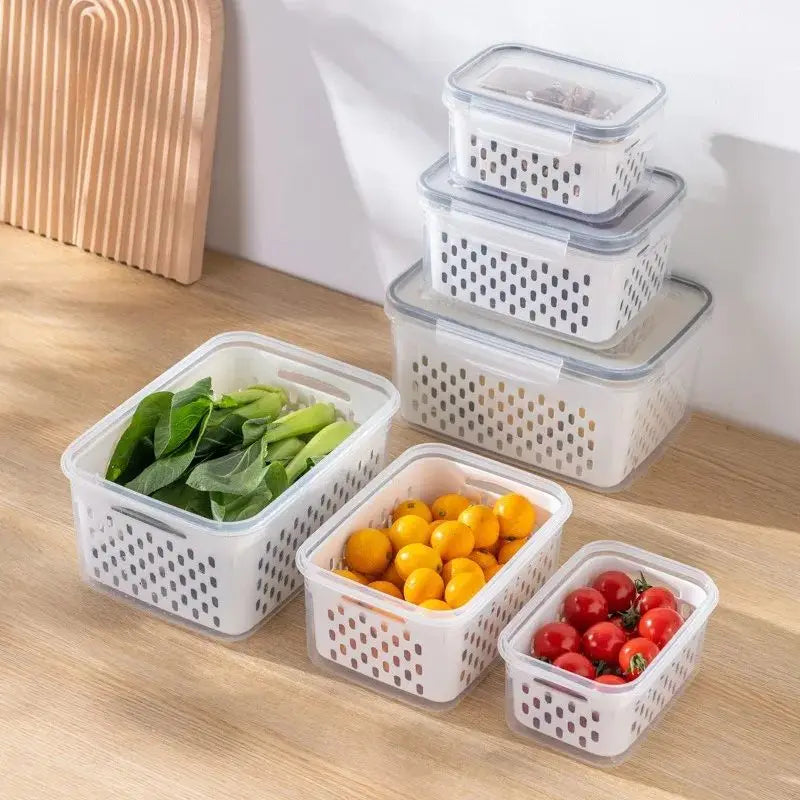 Fridge Storage Box with Drain Basket