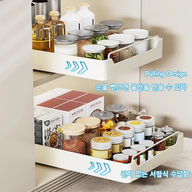 Pull-Out Kitchen Drawer Storage Rack