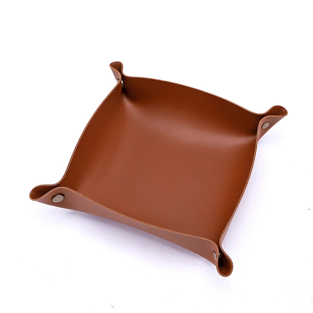 Leather Foldable Tray Storage Box