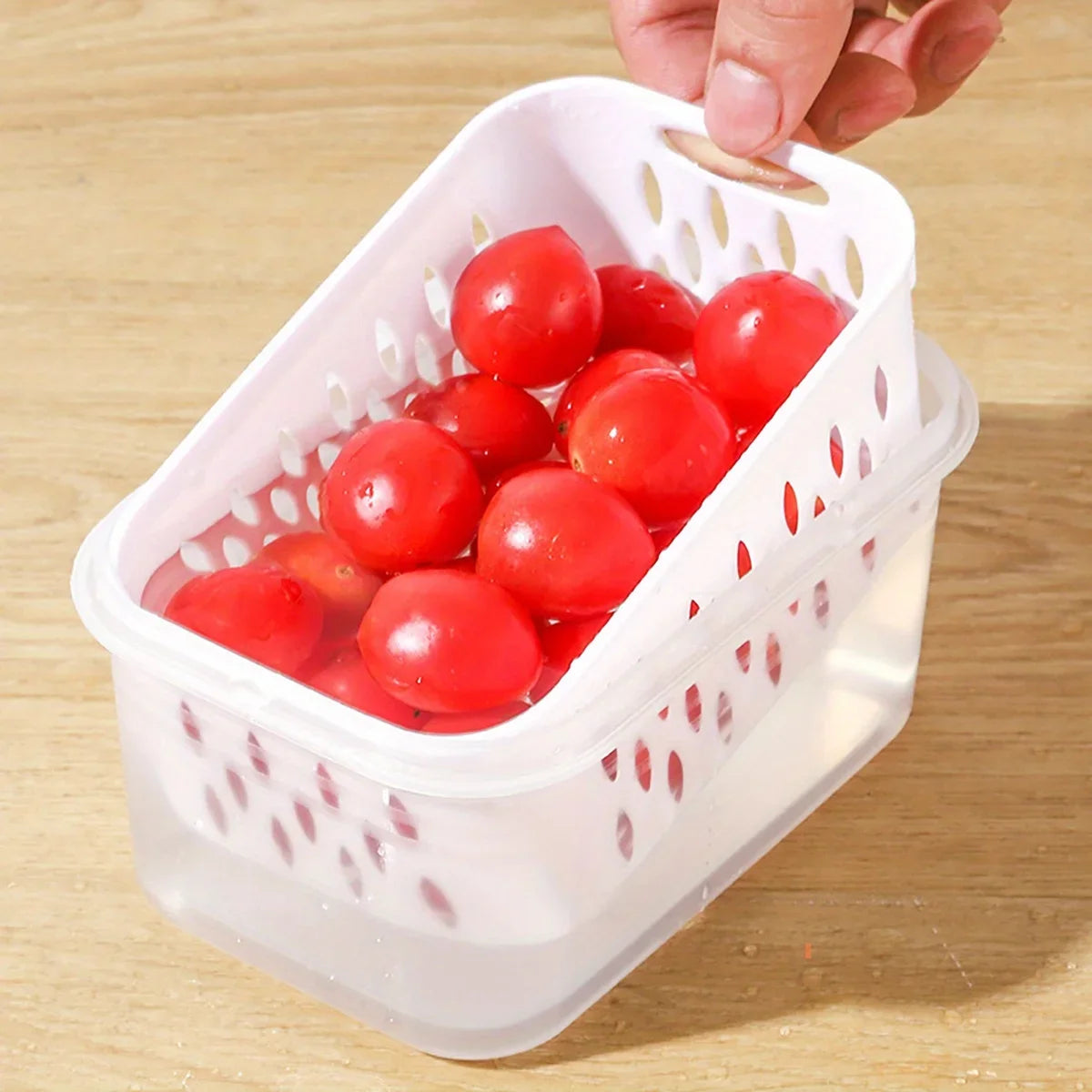 Fridge Storage Box with Drain Basket