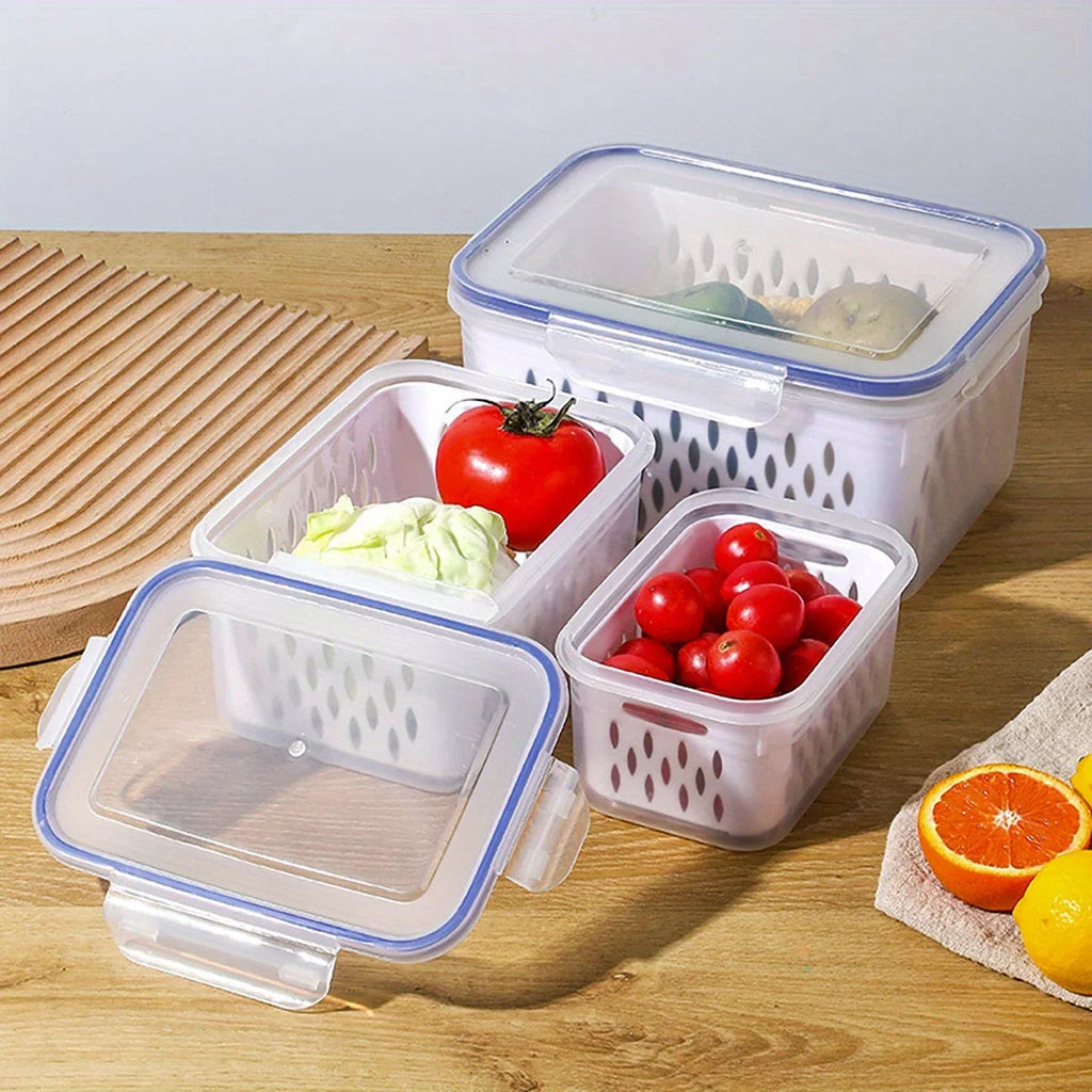 Fridge Storage Box with Drain Basket