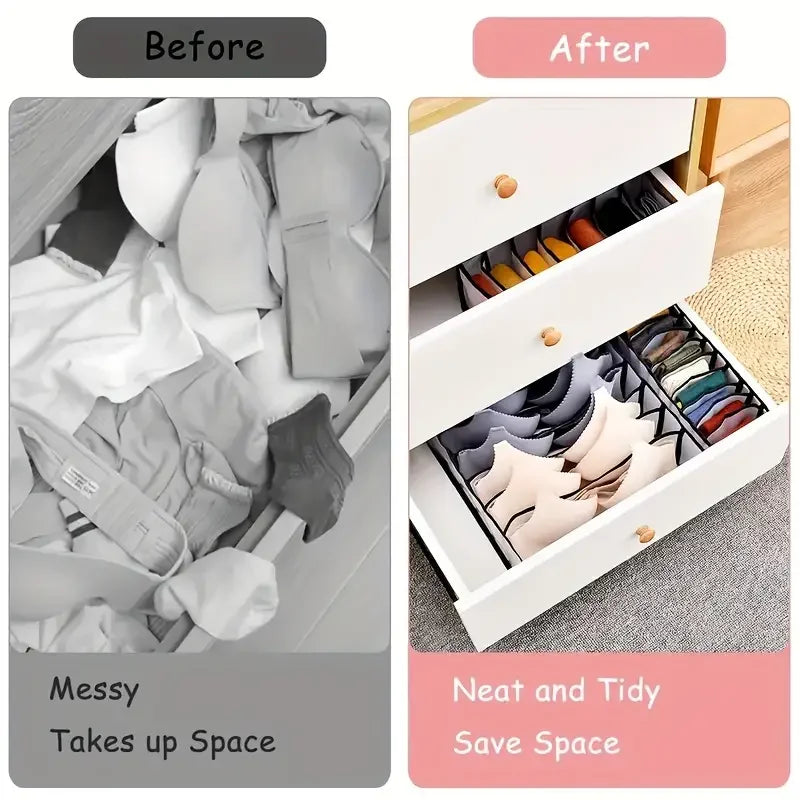 Foldable Plaid Underwear Storage Boxes