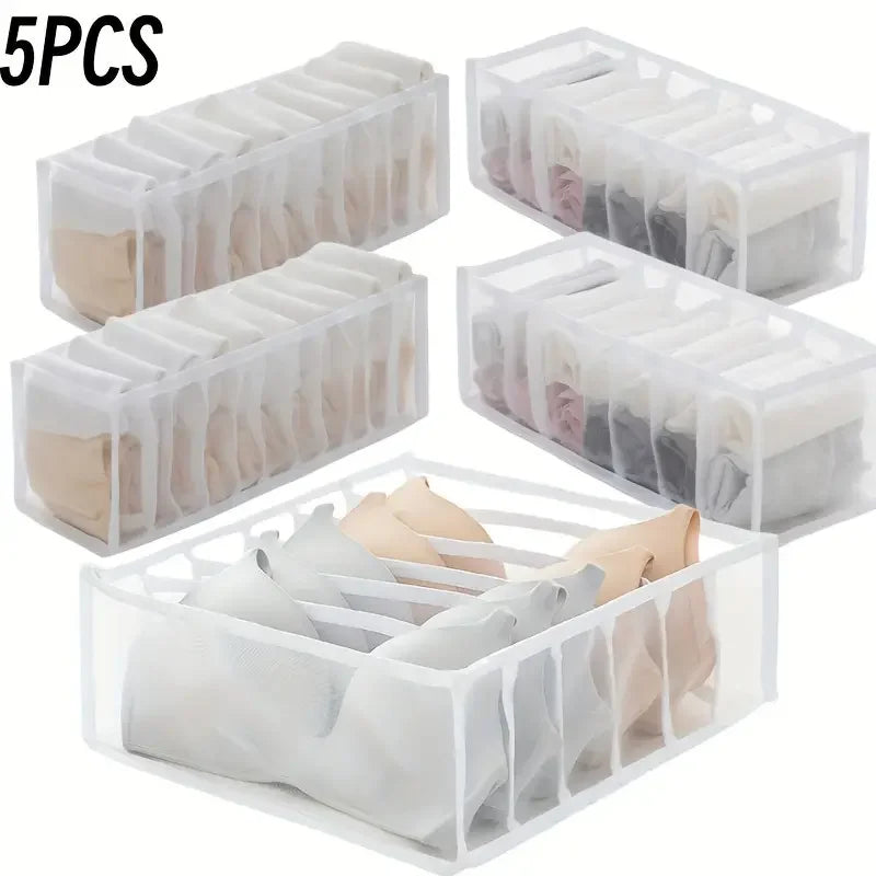 Foldable Plaid Underwear Storage Boxes