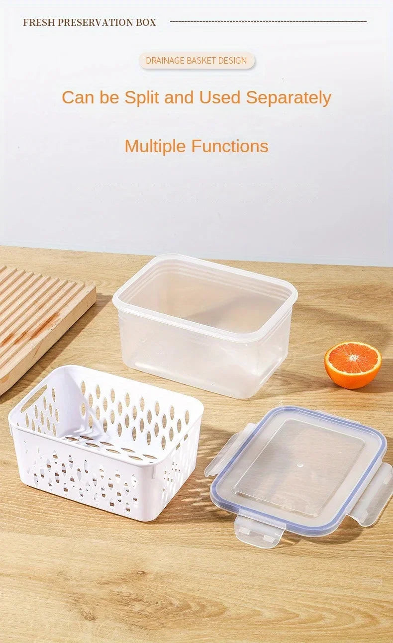 Fridge Storage Box with Drain Basket