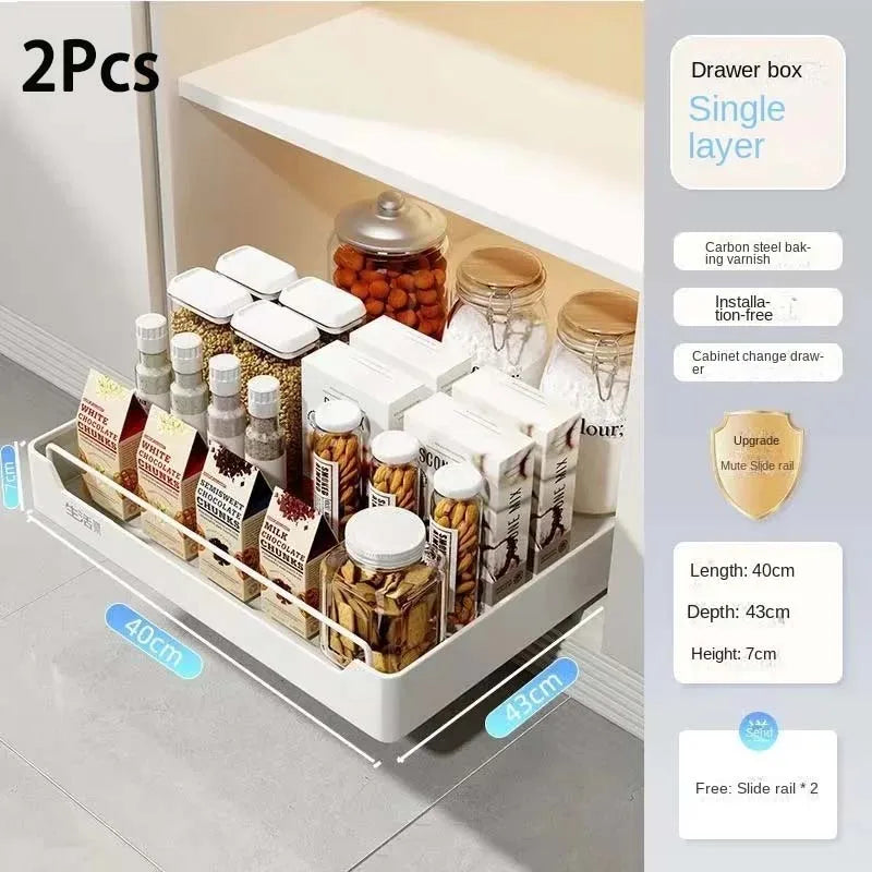 Pull-Out Kitchen Drawer Storage Rack