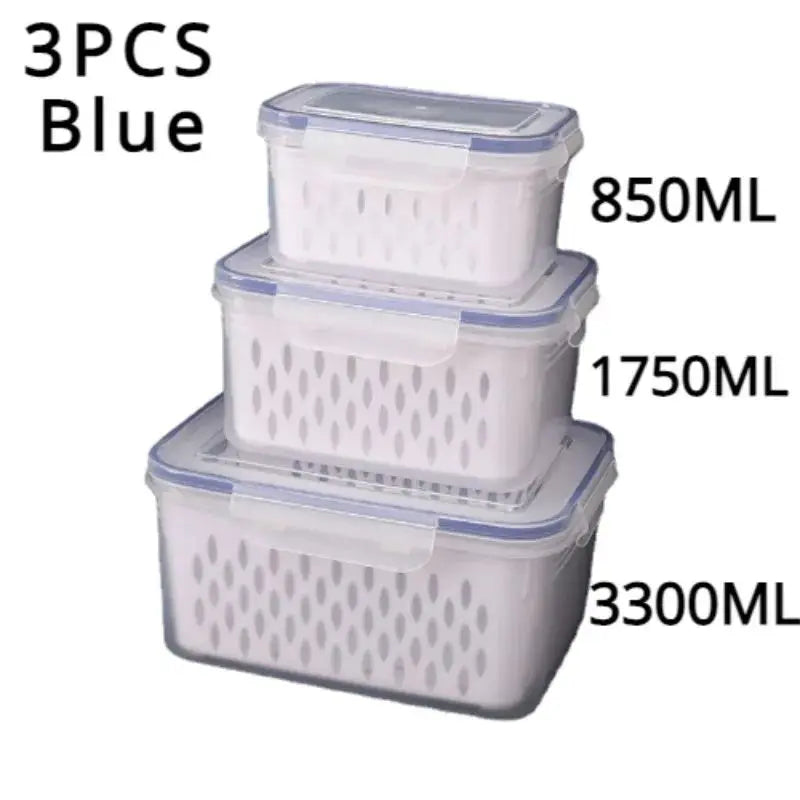 Fridge Storage Box with Drain Basket