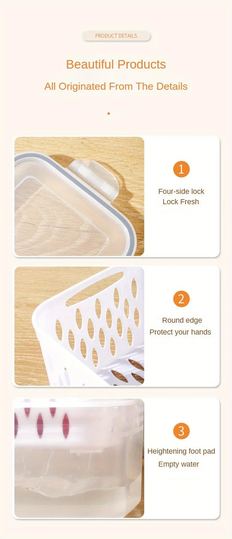 Fridge Storage Box with Drain Basket